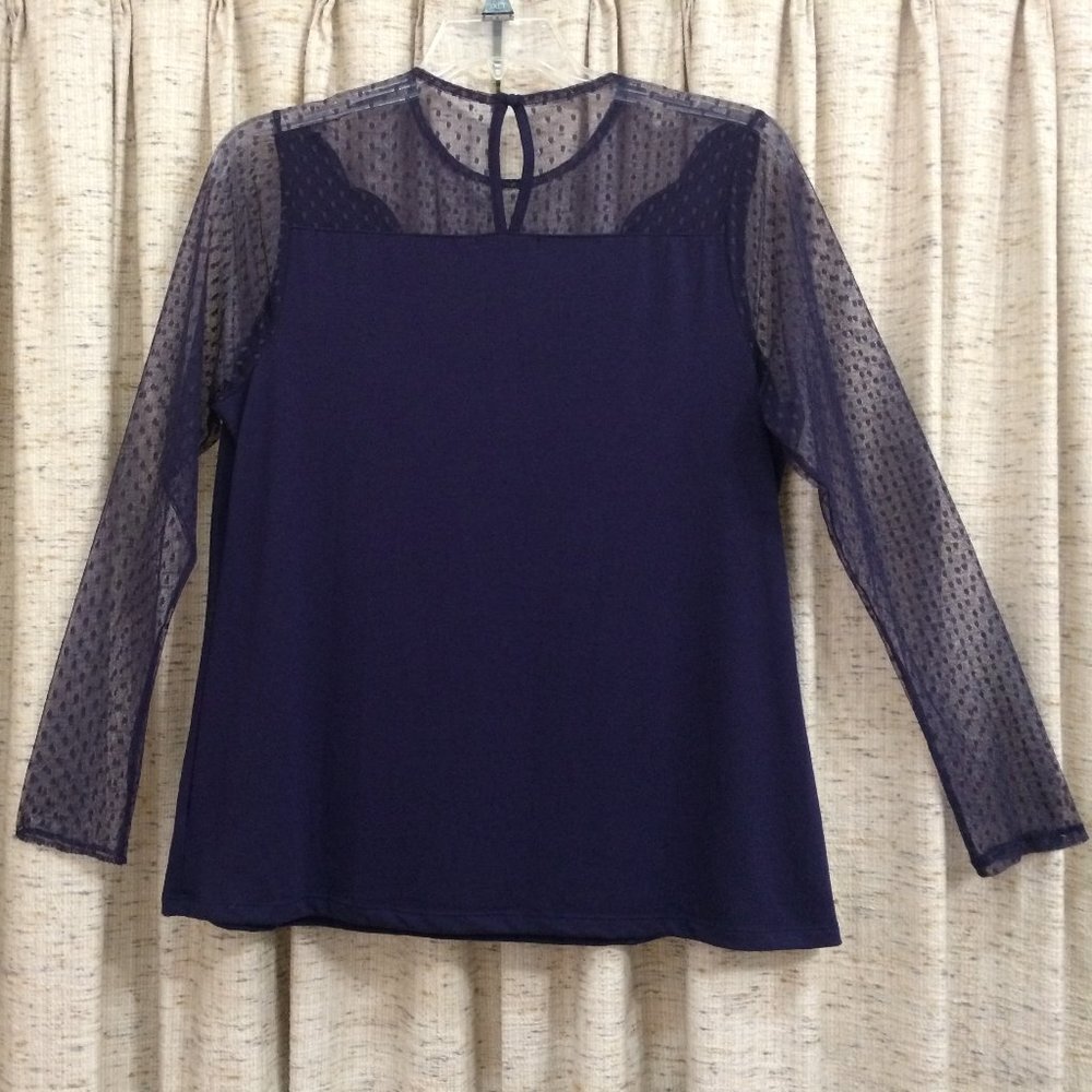 Lane Bryant Point D'Esprit Long Sleeve Top - 14/16